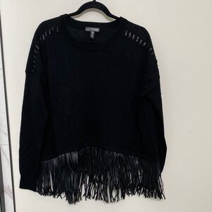 Aqua Black Fringe Sweater